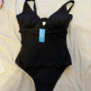 Cupshe Elegant Black Kids One Piece Swimsuit Size XL